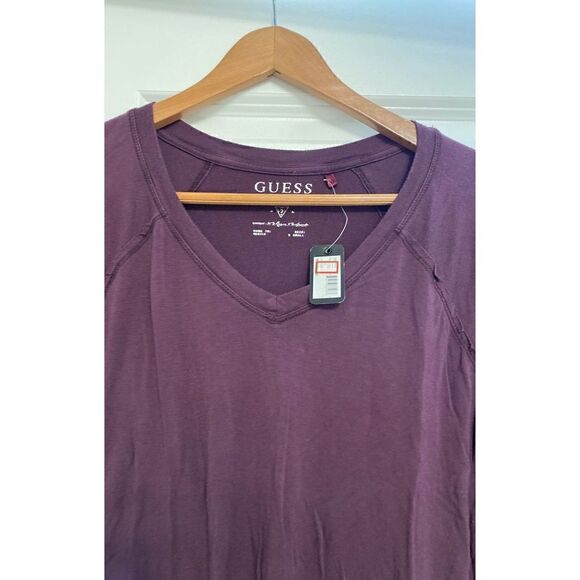 NWT Guess Purple 3/4 Sleeve Dolman V-neck top blouse size XS - Picture 2 of 2